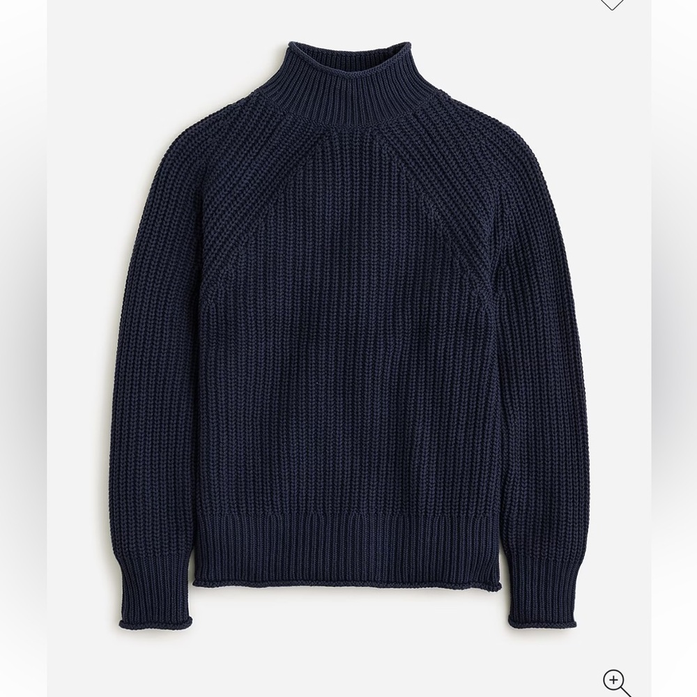 J Crew 100% Cotton Relaxed Rollneck™ sweater in Navy - Picture 1 of 7